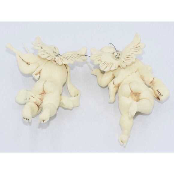 Vintage Fontanini Italy Angel Cherub Hanging Christmas Ornaments Set #4 - Picture 5 of 7